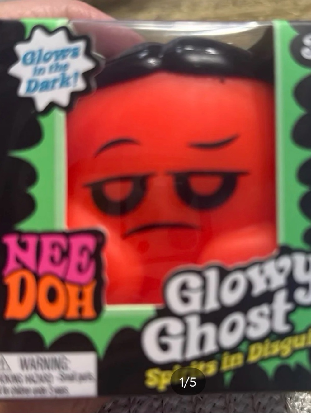 Nee doh Glowy Ghost Kids Toy - Red Glow-In-The-Dark Figure